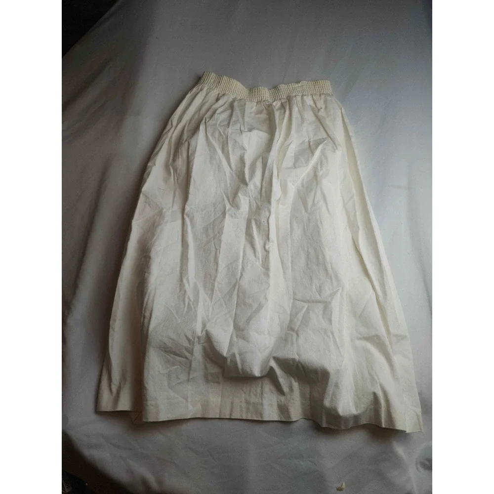 Bryn Connelly Vintage White Cotton Pleated Midi Skirt Made in Japan Womens 8